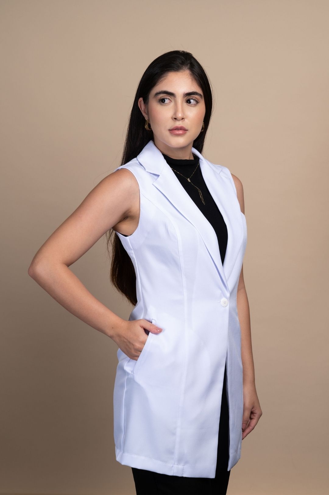 Jaleco Feminino sem Manga Branco - Imagem 4