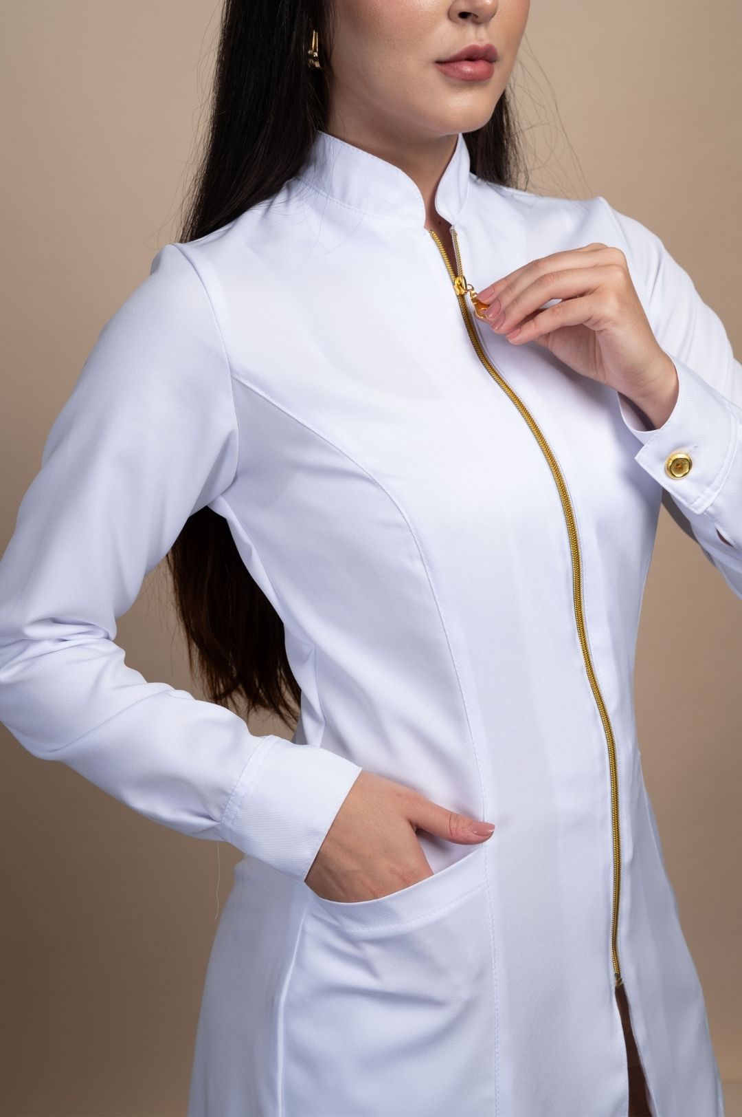 Jaleco Acinturado Feminino Branco - Imagem 3