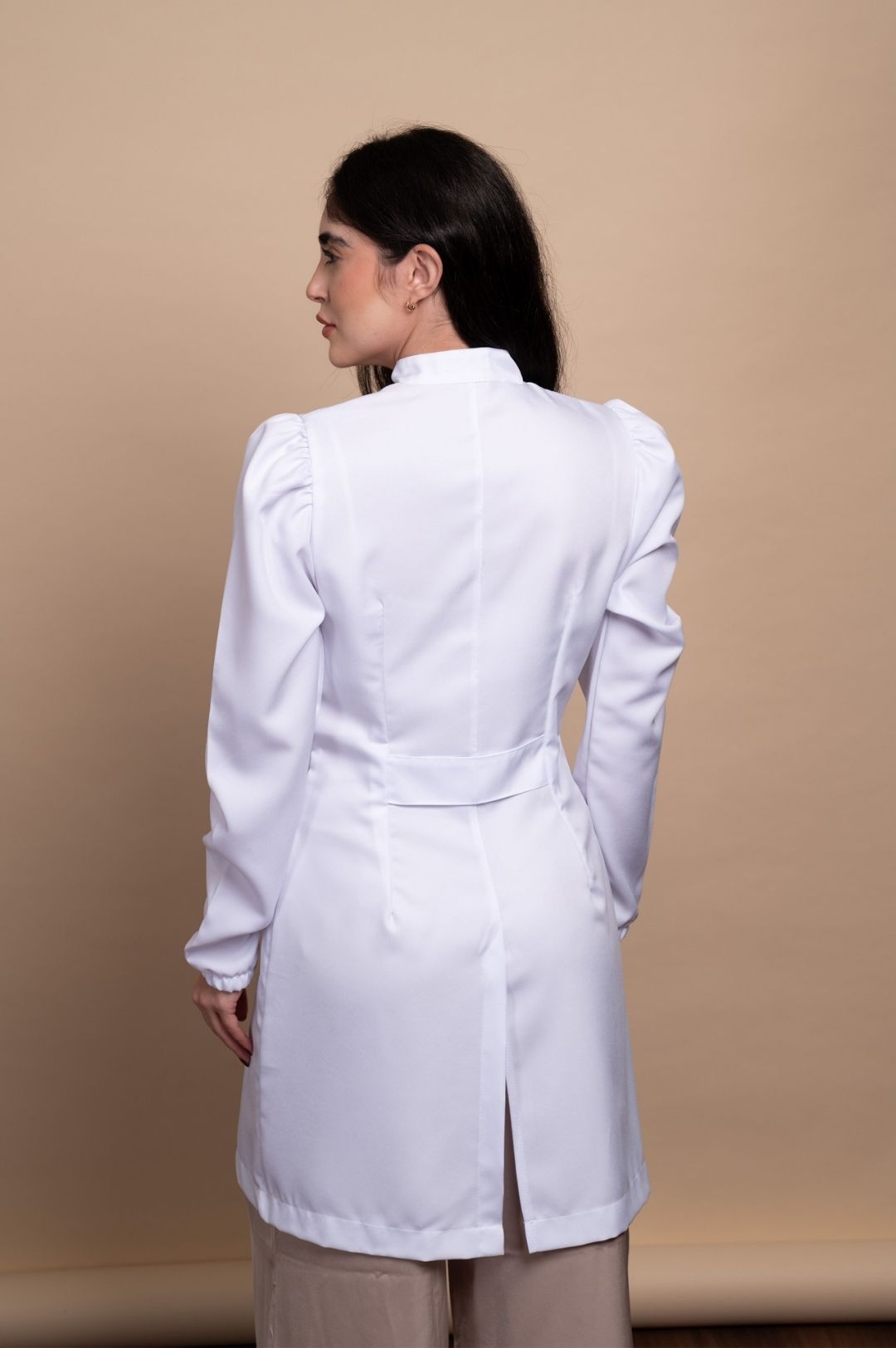 Jaleco Feminino Manga Bufante Branco Zíper Branco - Imagem 2